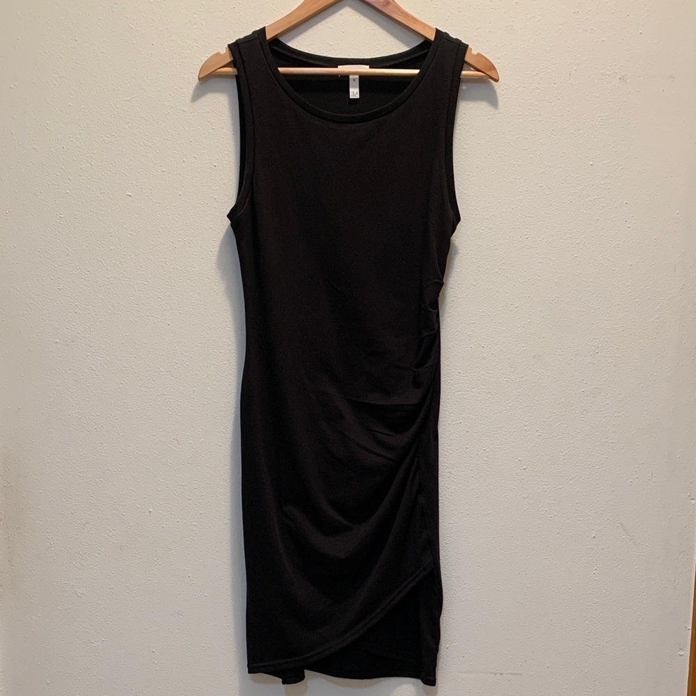 Leith Black Sleeveless Casual Stretch Jersey Knit Mini Dress
